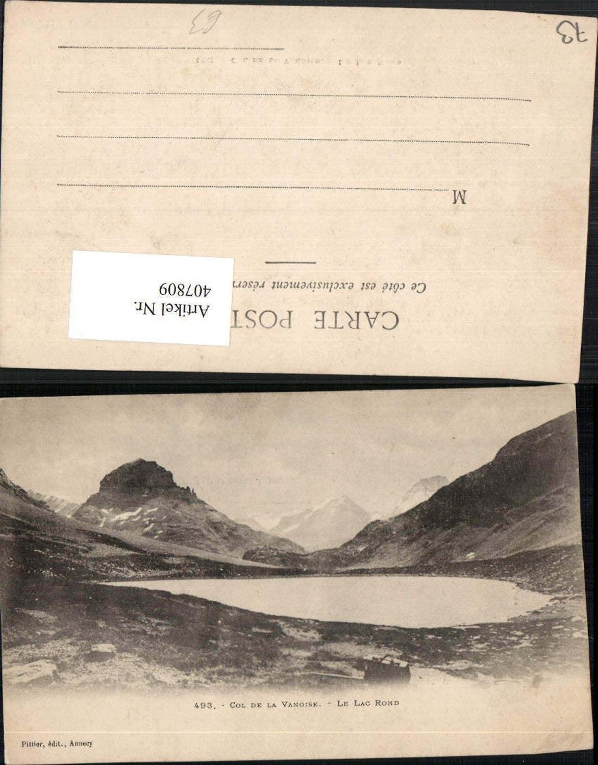 407809,Rhone-Alpes Savoie Col de la Vanoise Lac Rond See Bergkulisse