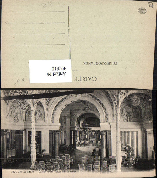 407810,Rhone-Alpes Savoie Aix-les-Bains Grand Cercle Salle des Concerts Saal