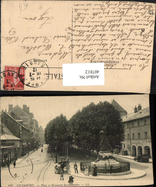 407812,Rhone-Alpes Savoie Chambery Place et Monument de Centenaire Statue