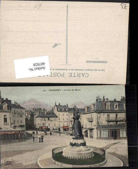 407828,Rhone-Alpes Savoie Chambery Le Pont du Reclus Statue
