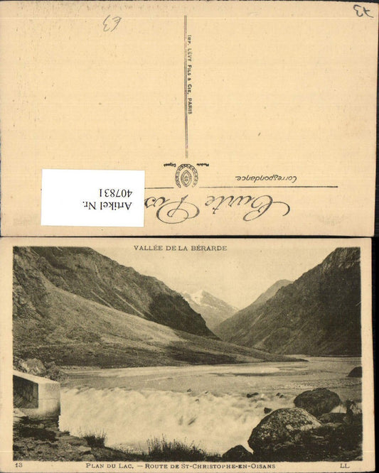 407831,Rhone-Alpes Savoie Plan du Lac Route de St-Christophe-en-Oisans Bergkulisse