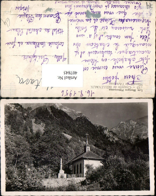 407845,Rhone-Alpes Haute-Savoie Chapelle de Bellevaux Kapelle Bergkulisse