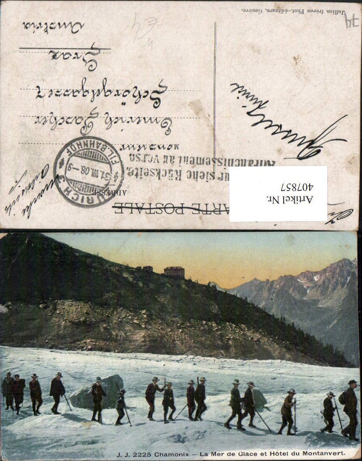 407857,Rhone-Alpes Haute-Savoie Chamonix Mer de Glace et Hotel Montanvert Gletscher
