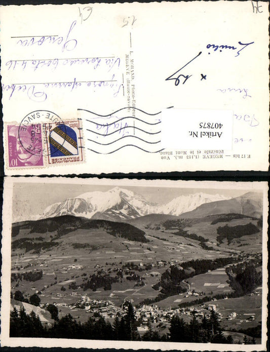 407875,Rhone-Alpes Haute-Savoie Megeve Vue generale et Mont Blanc Totale Bergkulisse