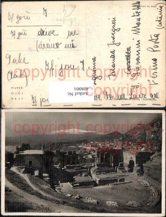 408001,Taormina Teatro greco romano Theater Amphitheater Archäologie Ausgrabung