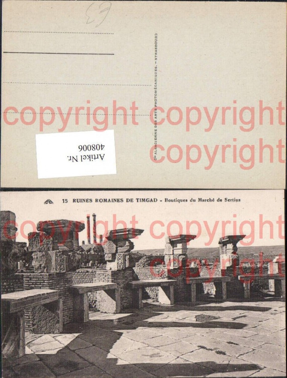 408006,Ruines Romaines de Timgad Boutiques du Marches de Sertius Archäologie Ausgrabung