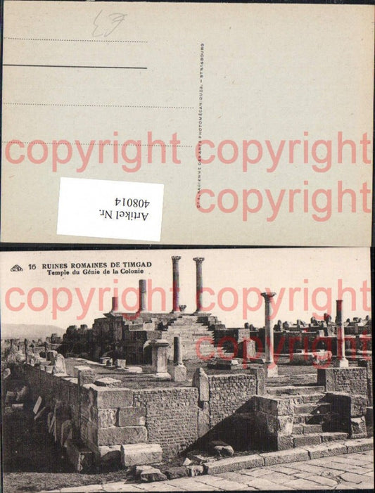 408014,Ruines Romaines de Timgad Temple du Genie de la Colonie Archäologie Ausgrabung