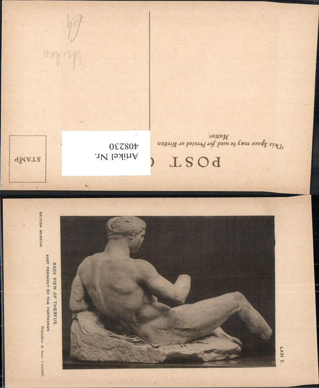 408230,Back view of Thesus East Pediment of the Parthenon Skulptur Archäologie Ausgrabung