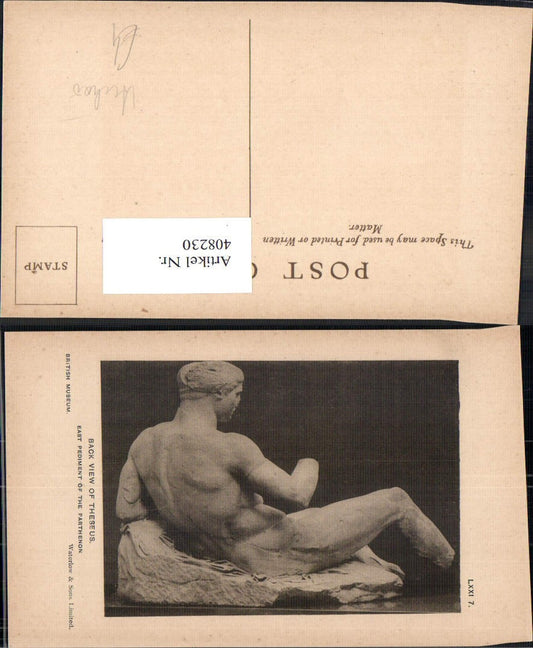 408230,Back view of Thesus East Pediment of the Parthenon Skulptur Archäologie Ausgrabung