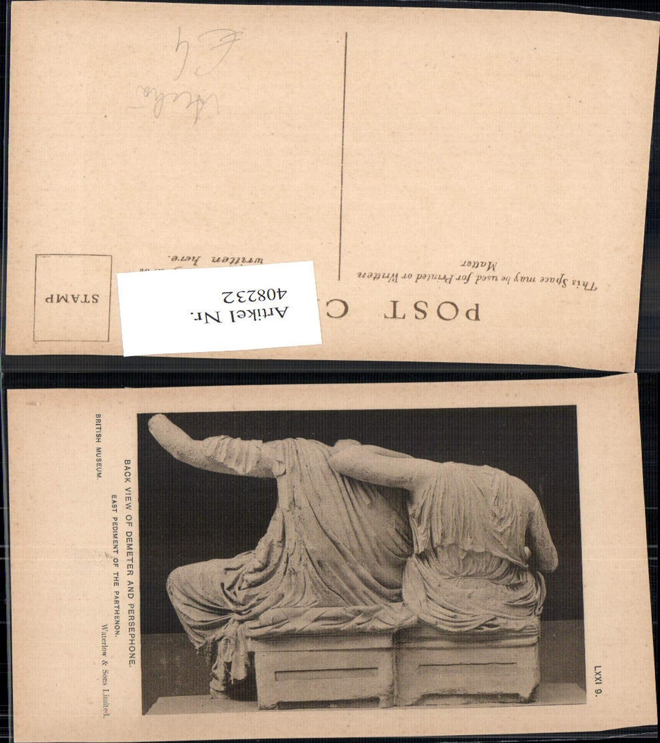 408232,Back view of Demeter and Persephone East Pediment of the Parthenon Skulptur Archäologie Ausgrabung