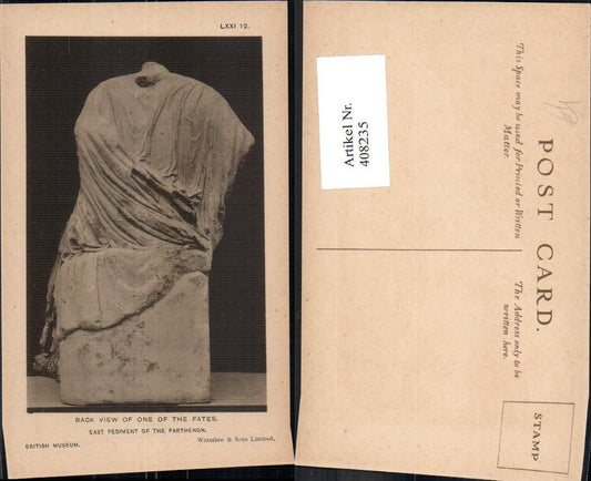 408235,Back view of one of the Fates East Pediment of the Parthenon Skulptur Archäologie Ausgrabung