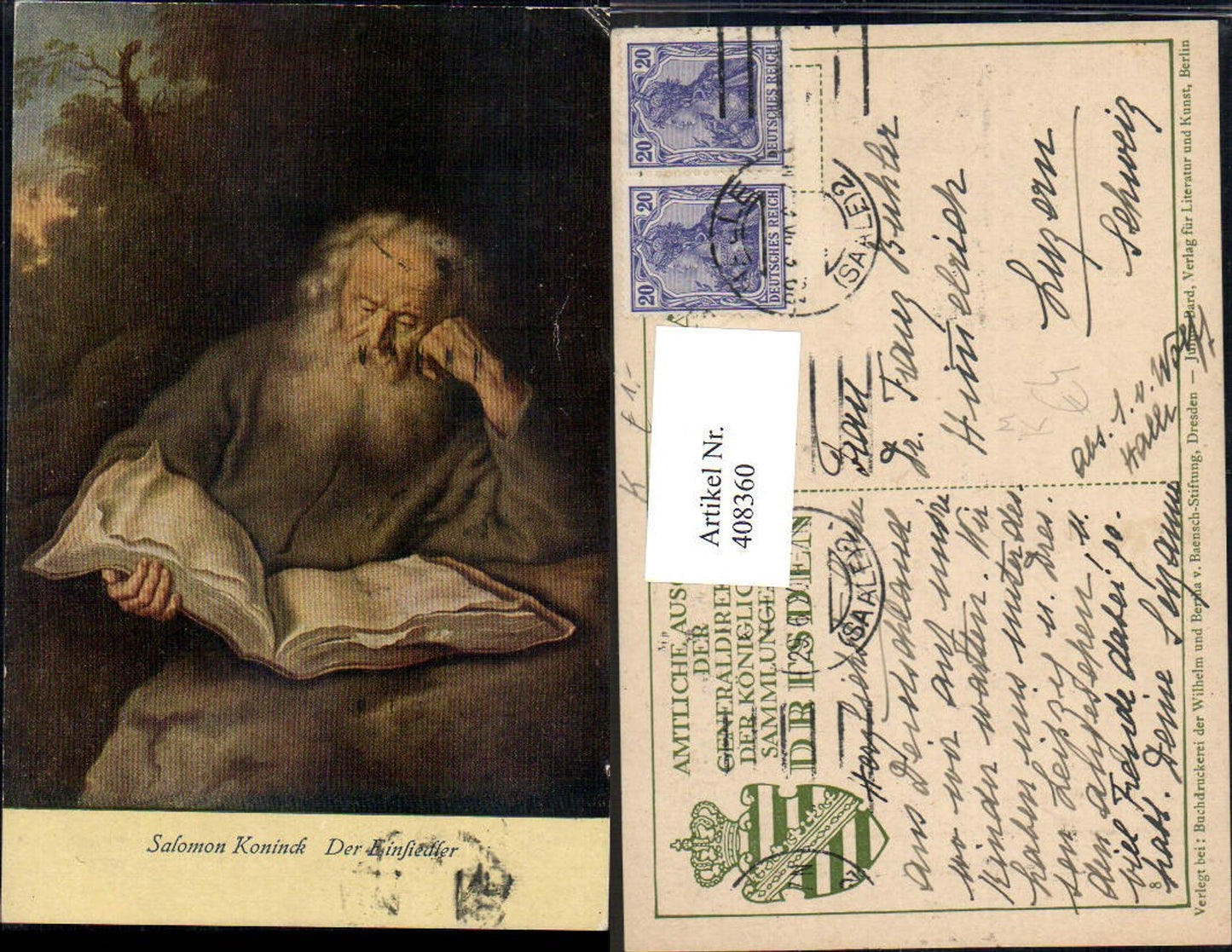 408360,Künstler Ak Salomon Koninck Der Einsiedler Alter Mann liest Buch Lesen