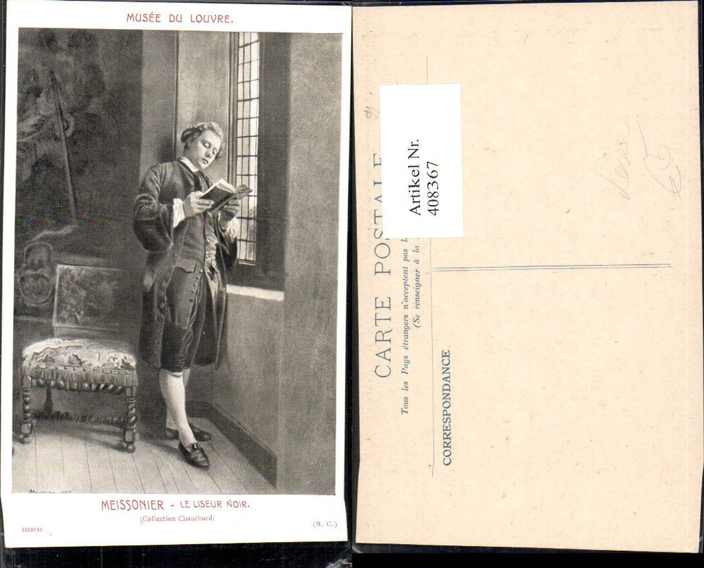 408367,Künstler Ak Meissonier Le Liseur Noir Mann liest Buch Lesen