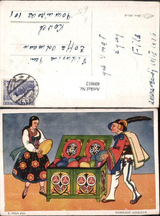 409012, Artist AK E. Didyk Easter Polish costume box Easter eggs Eggs