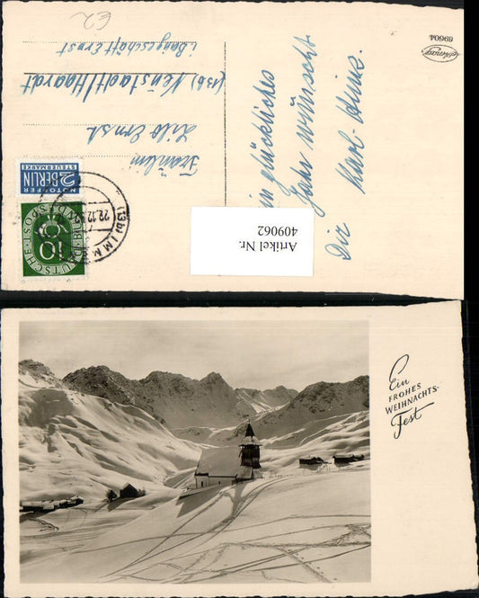 409062,Weihnachten Winterlandschaft Kirche Bergkulisse