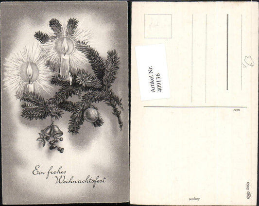 409136,Künstler AK Weihnachten Tannenzweig Kerzen pub EAS 5950