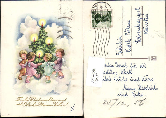 409217,Künstler AK Ch. Kruzik Weihnachten Engeln Ringeltanz Christbaum