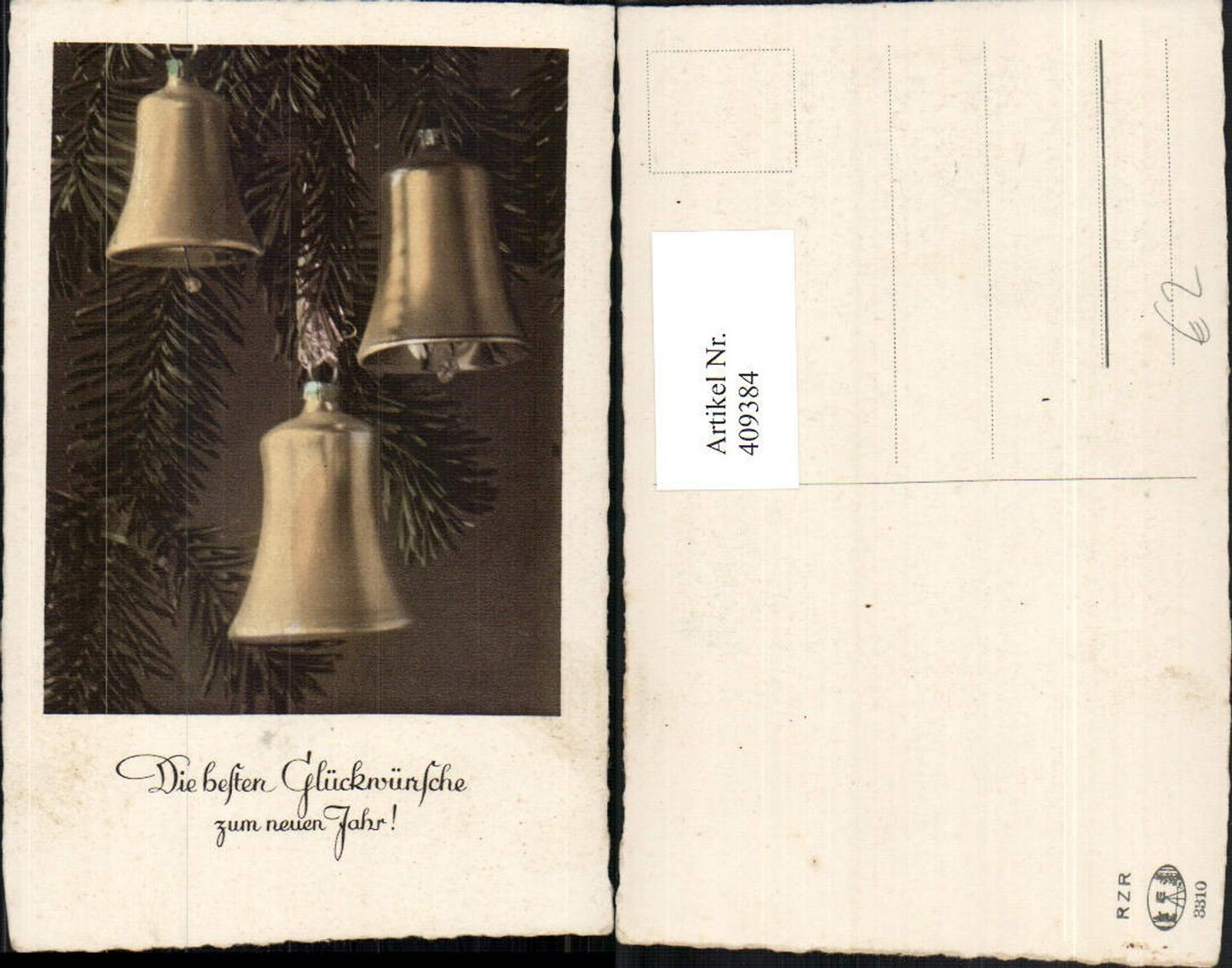 409384,Neujahr Tannenzweige Glocken