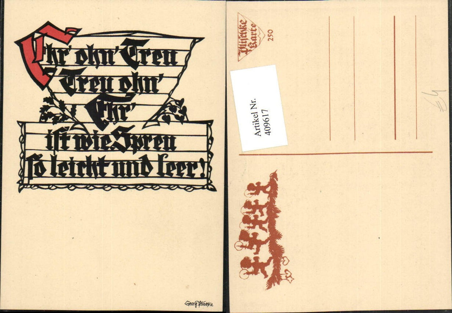 409617,Künstler AK Georg Plischke Spruch Text