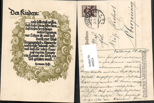 409624,Künstler AK Kinder Spruch Text Blumen pub Fachverlag f. Sippenforschung