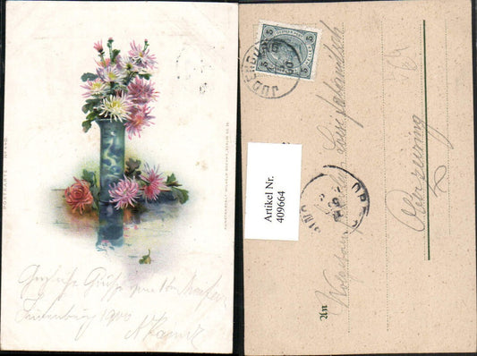 409664,Künstler Litho Blumen Vase pub Wilhelm Boehme 440