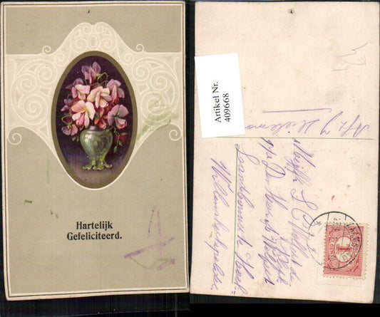 409668,Künstler AK Blumen Vase