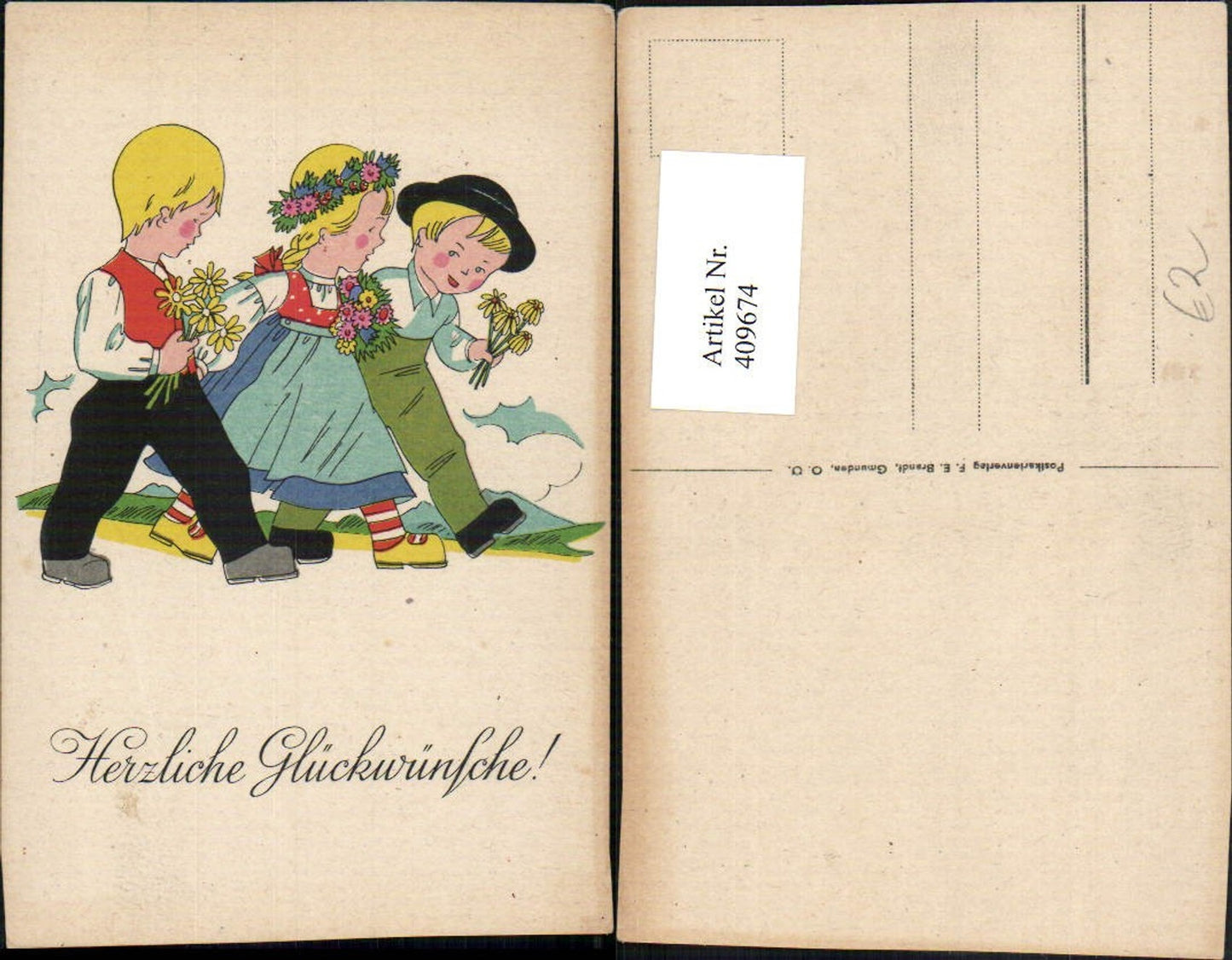 409674,Künstler AK Glückwunsch Kinder Blumensträuße Blumen