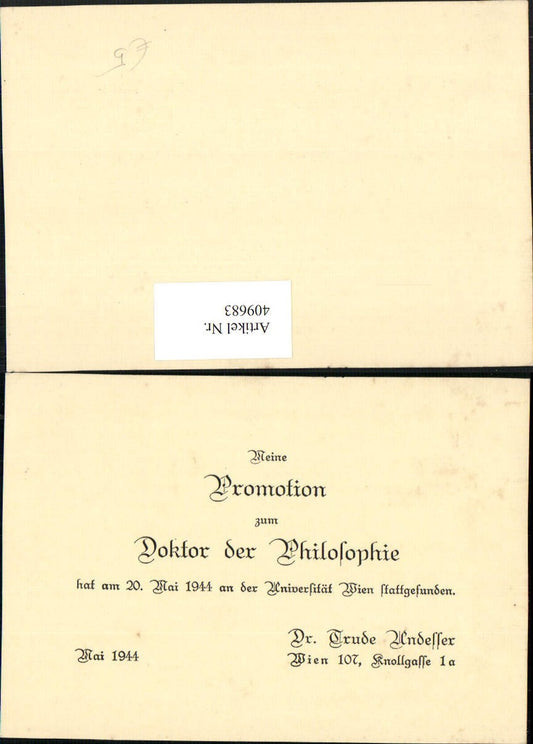 409683,Advertisement of doctorate in philosophy, Vienna 1944