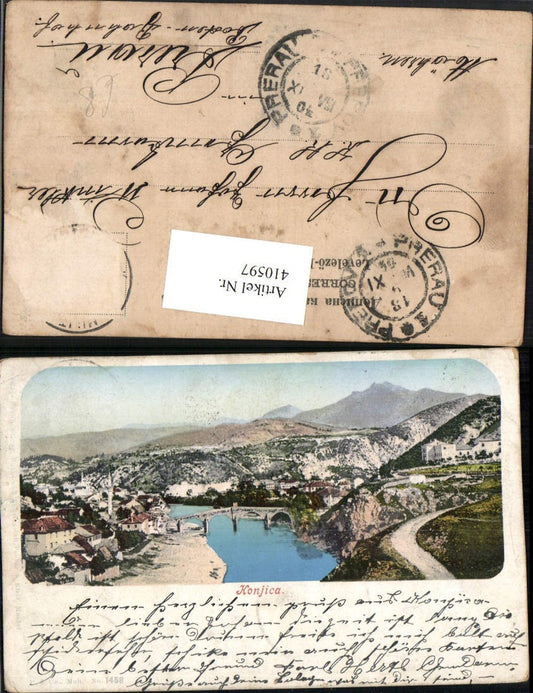 410597,Bosnia Konjica Konjic Totale Brücke Bergkulisse