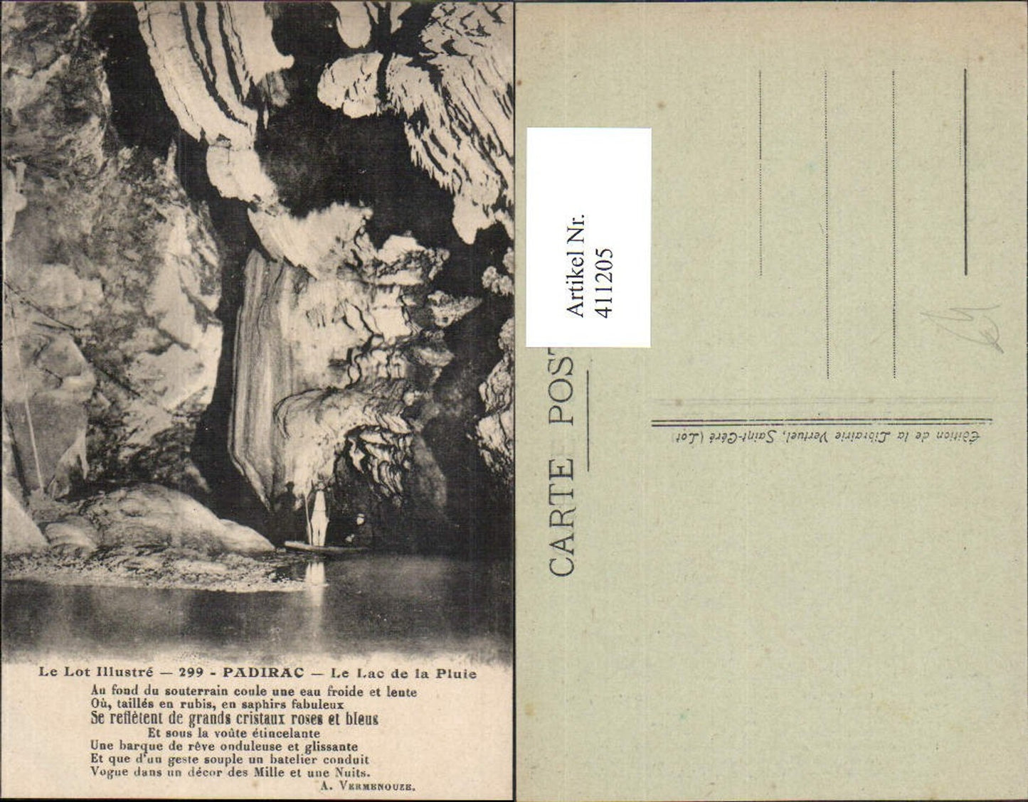 411205,Höhle Grotte Padirac Le Lac de la Pluie Männer a. Boot