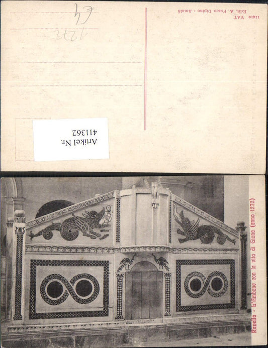 411362,Ravello L Ambone con la vita di Giona Antike