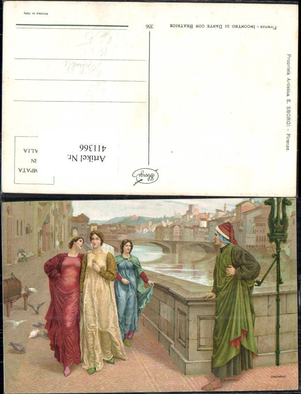 411366,Künstler Ak Incontro di Dante con Beatrice Antike pub E. SBorgi