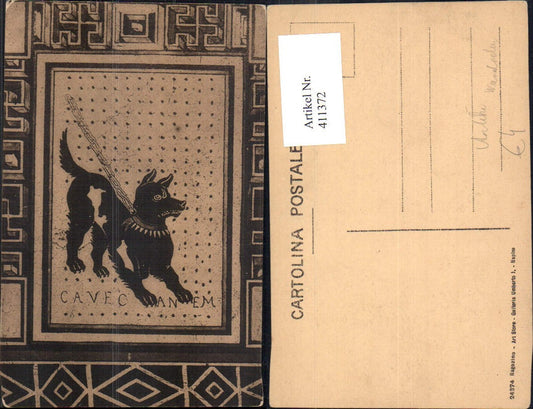 411372,Antike Wandmalerei Hund a. Leine