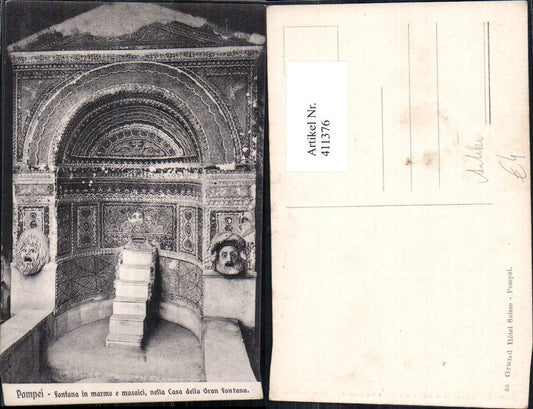 411376,Pompei Fontana in marmo e musaici nellea Casa della Gran Fontana Brunnen Antike