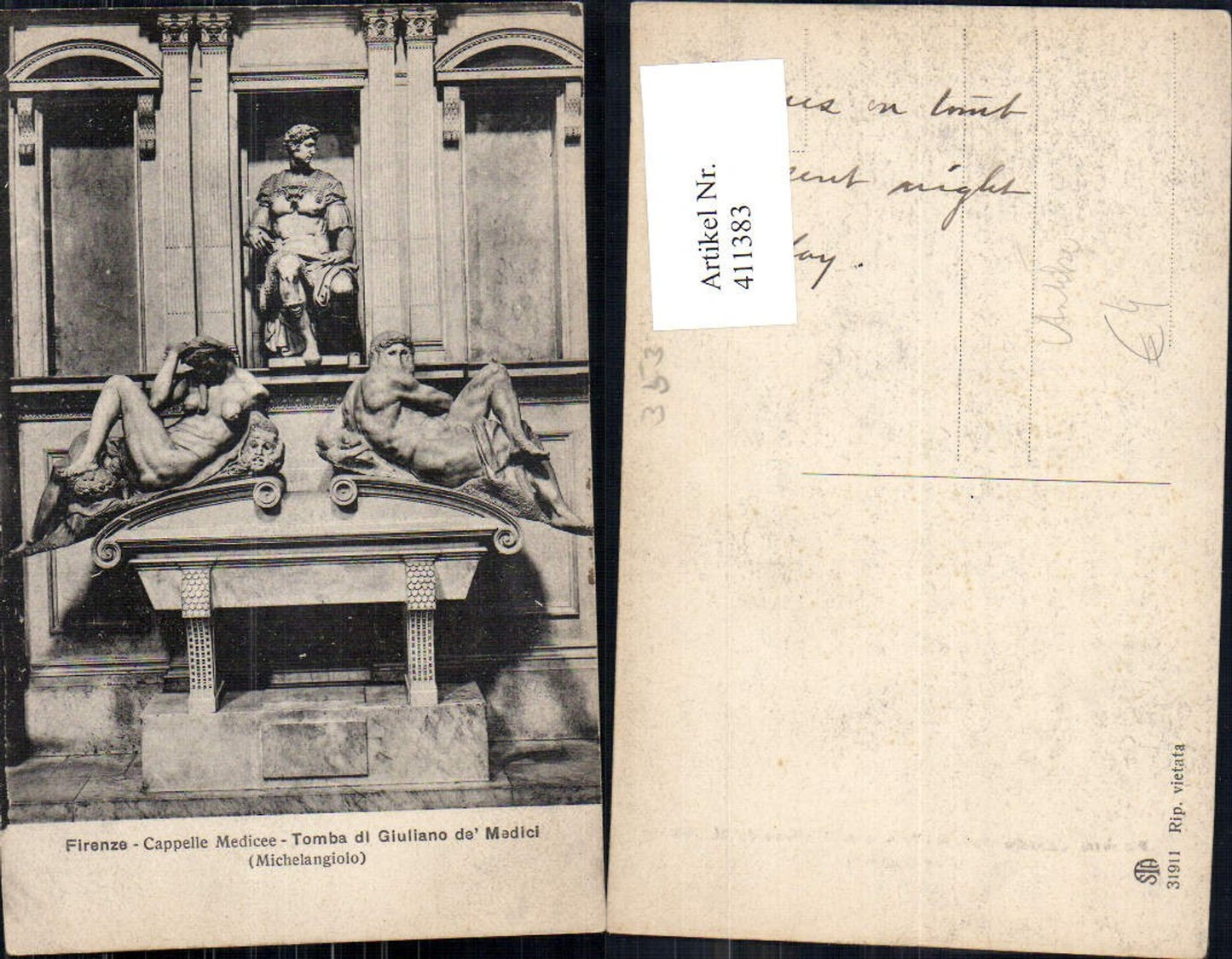 411383,Firenze Florenz Cappelle Medicee Tomba di Giuliano de Medici Michelangiolo Antike