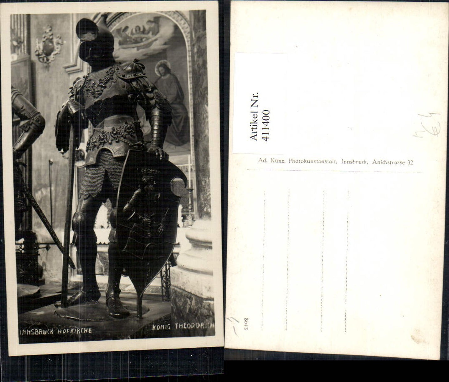 411400,Foto Ak Innsbruck Hofkirche König Theoderich Ritter Rüstung Mittelalter