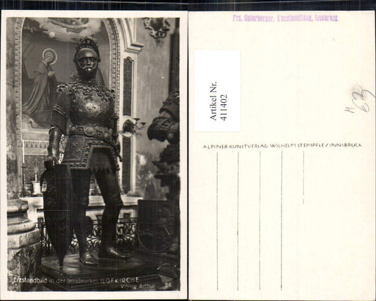 411402,Foto Ak Erzstandbild Innsbruck Hofkirche König Arthur Ritter Rüstung Mittelalter
