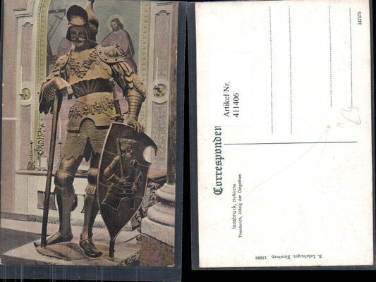 411406,Innsbruck Hofkirche Theoderich König d. Ostgothen Ritter Rüstung Mittelalter