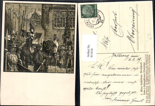 411410,Künstler Ak Eine kaiserliche Botschaft Mittelalter pub Sippenforschung u. Wappenkunde