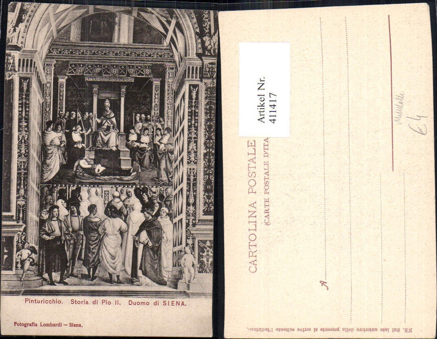 411417,Künstler Ak Pinturiccio Storia di Pio II Duomo di Siena Wandgemälde Mittelalter