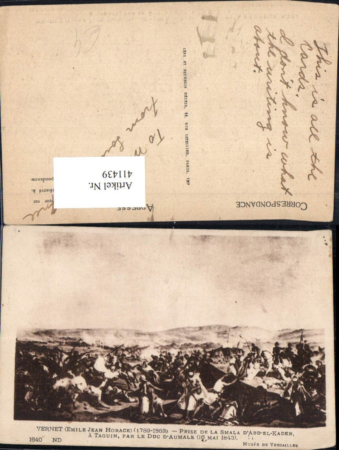 411439,Künstler Ak E. J. H. Vernet 19 Jhdt. Prise de la Smala d Abd-El-Kader Schlachtszene