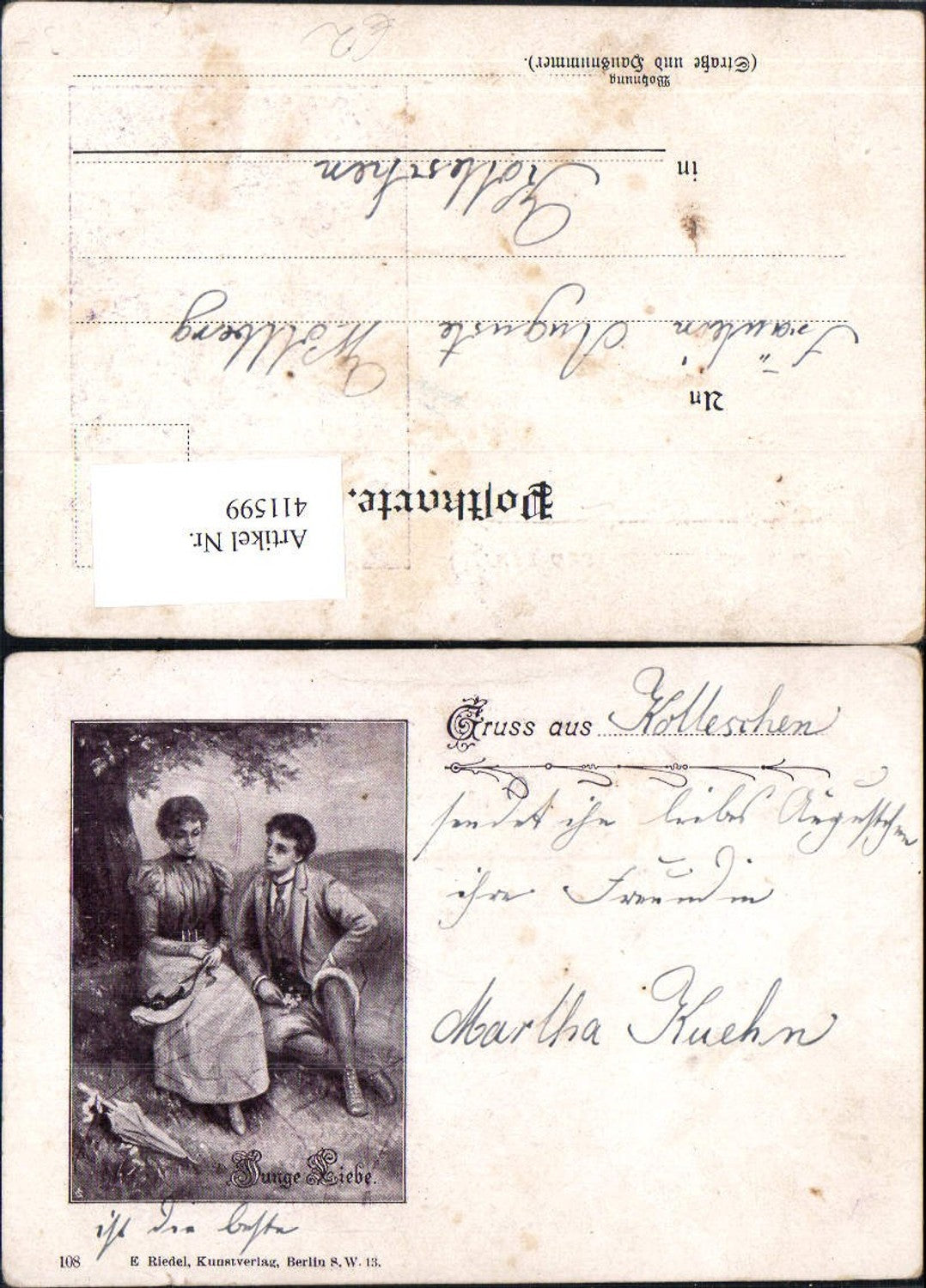 411599,Künstler Ak Junge Liebe Paar unter Baum sitzend Passepartout