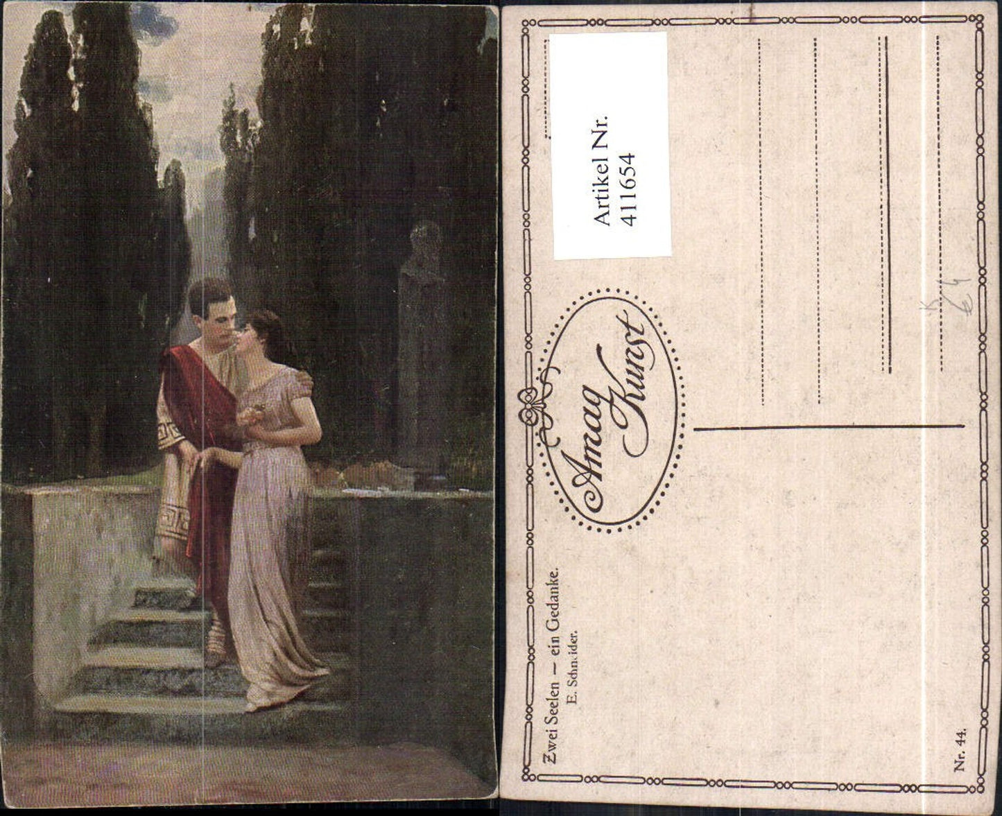 411654,Künstler Ak E. Schneider Zwei Seelen ein Gedanke Verliebter Blick Paar Liebe