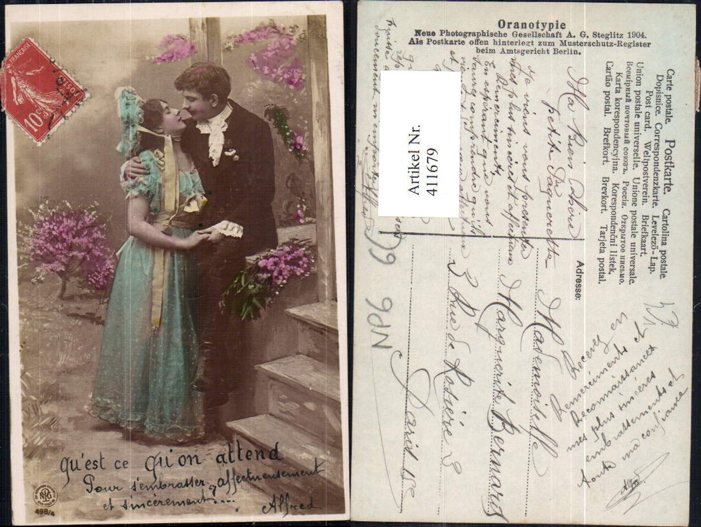411679,Paar Verliebter Blick v. Kuss Liebe pub NPG 498/4
