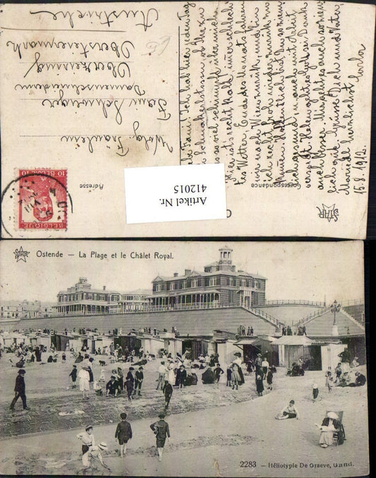412015,Belgium Ostende La Plage et le Chalet Royal Strand Strandleben