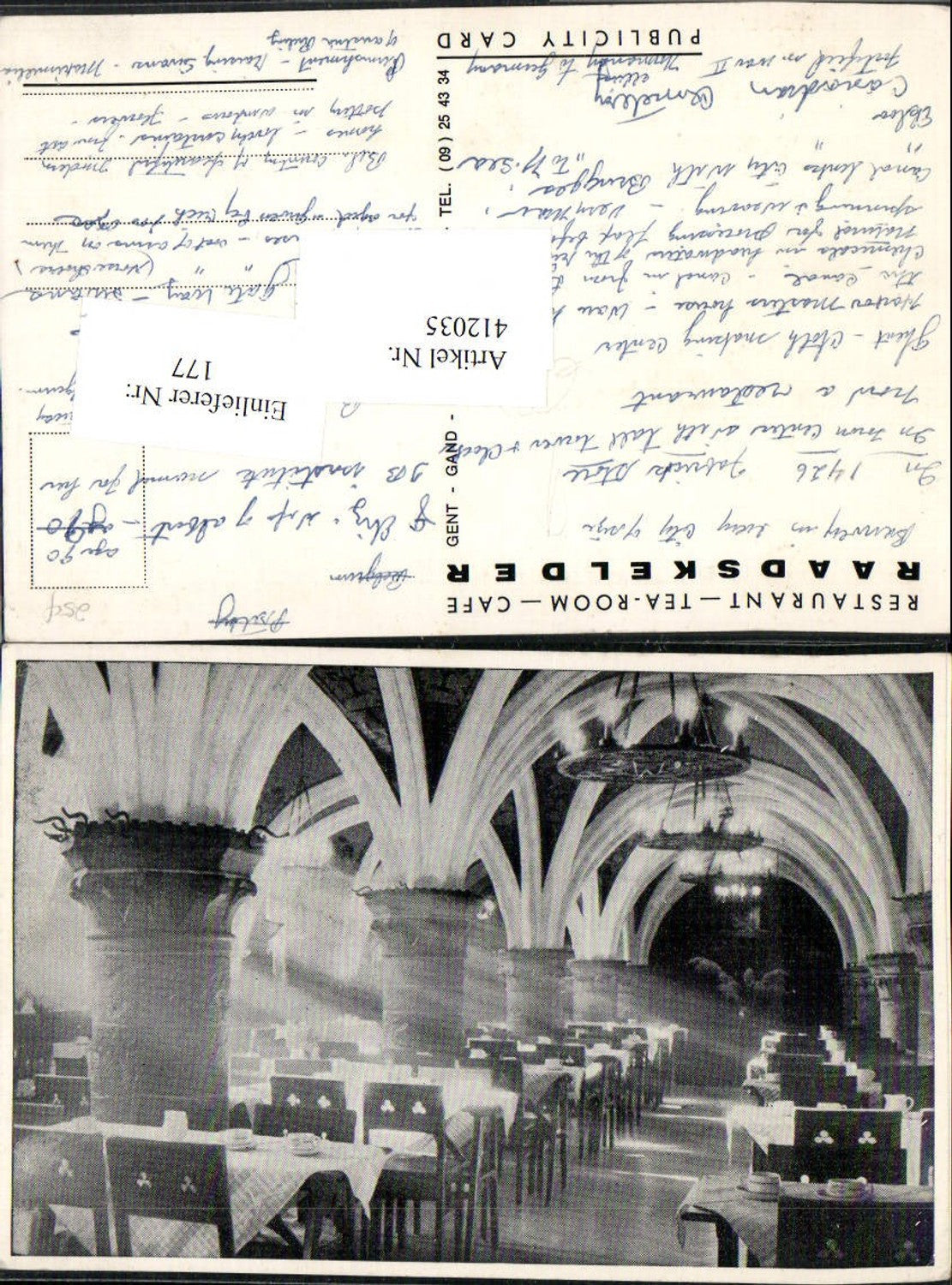 412035,Belgium Gent Gand Restaurant Cafe Raadskelder Innenansicht