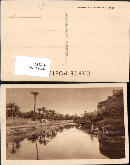 412119,Algeria Temacin Les remparts Mauer Fluss Palmen