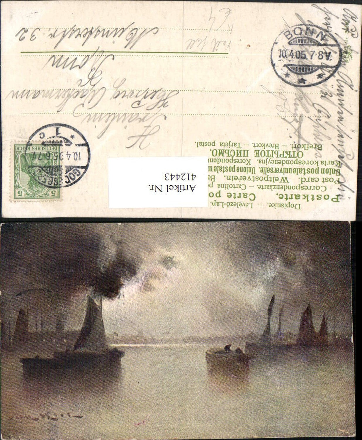 412443,Künstler AK Van Hill See Segelboote Boote