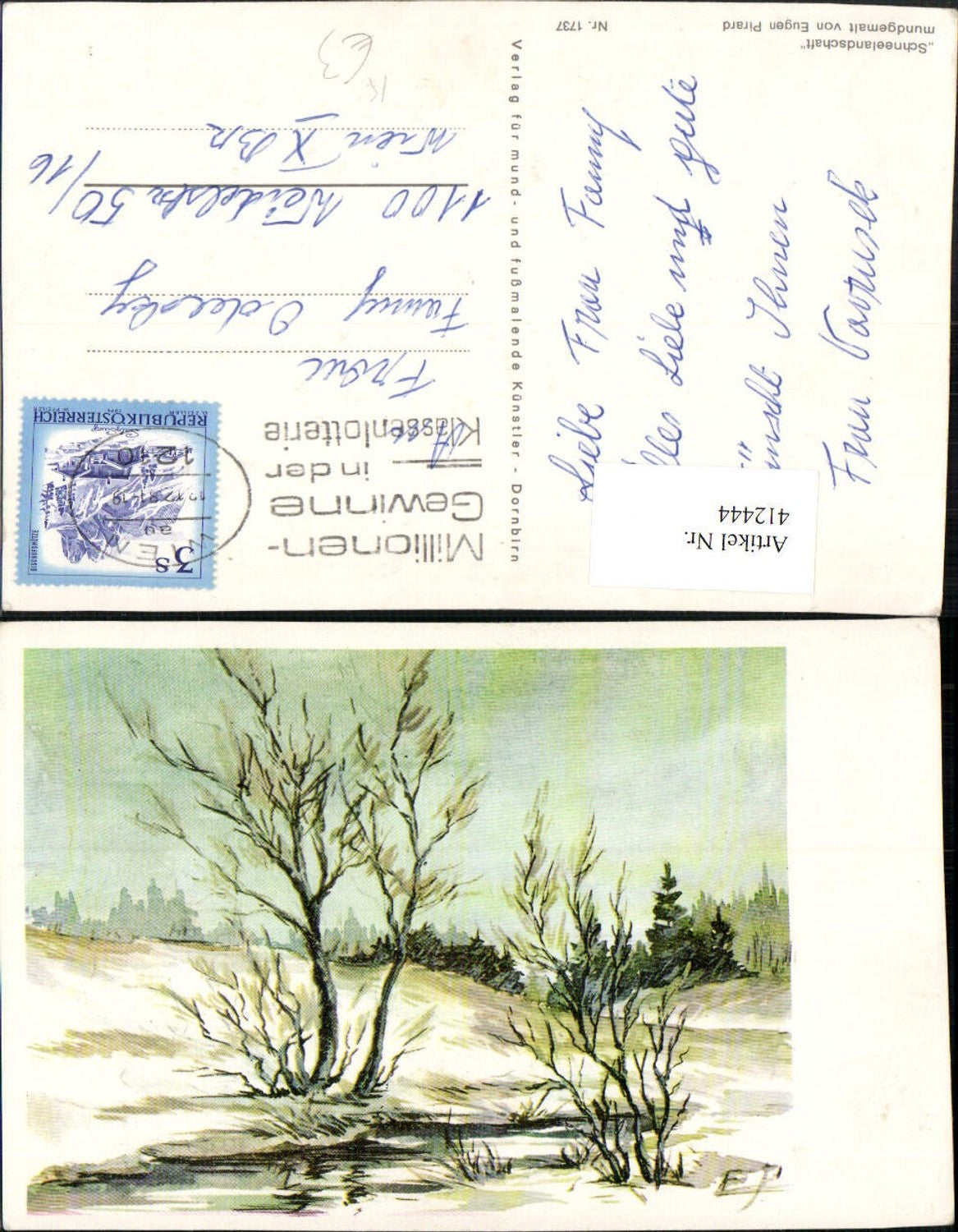 412444,Künstler AK Eugen Pirard Schneelandschaft Winterlandschaft