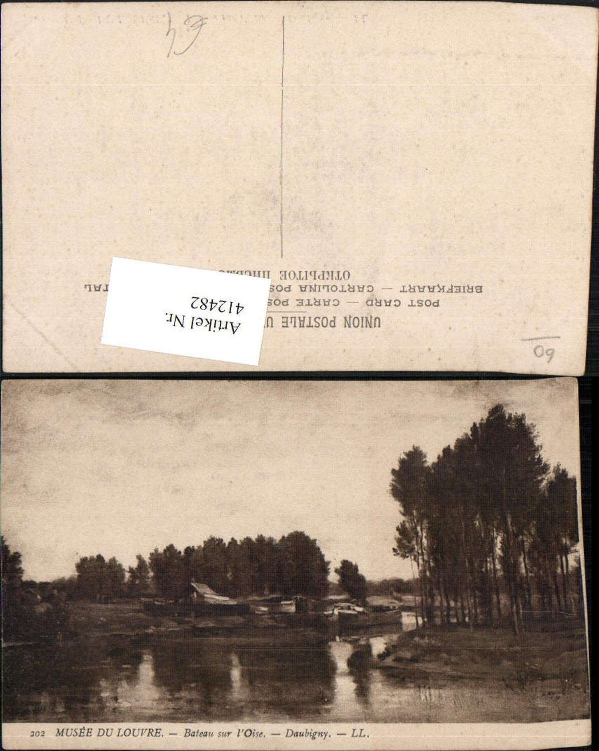 412482,Künstler AK Charles-Francois Daubigny Bateau sur l'Oise Fluss